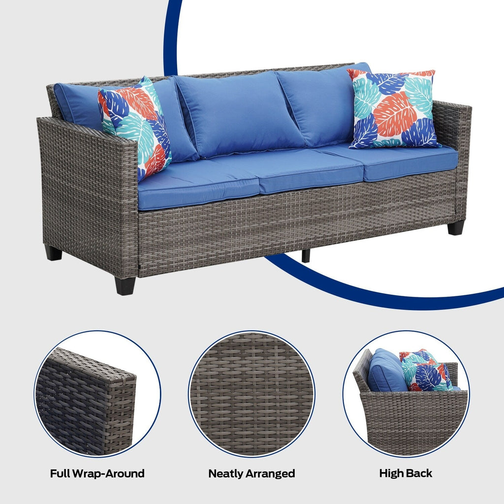 Ensemble de canapés d'extérieur Ainfox pour patio, canapé sectionnel en osier, meubles de patio, canapé en rotin