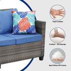Ensemble de canapés d'extérieur Ainfox pour patio, canapé sectionnel en osier, meubles de patio, canapé en rotin