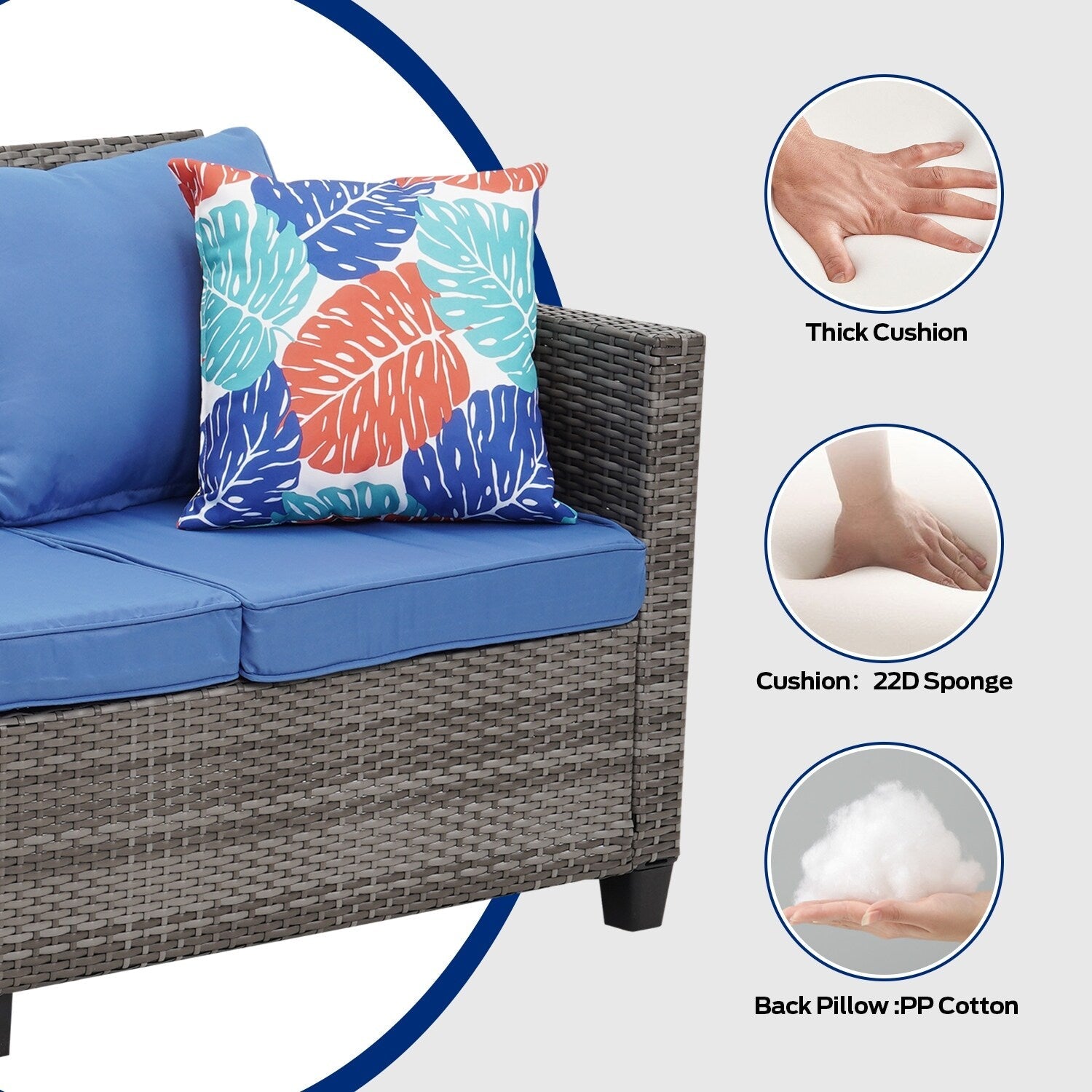 Ensemble de canapés d'extérieur Ainfox pour patio, canapé sectionnel en osier, meubles de patio, canapé en rotin