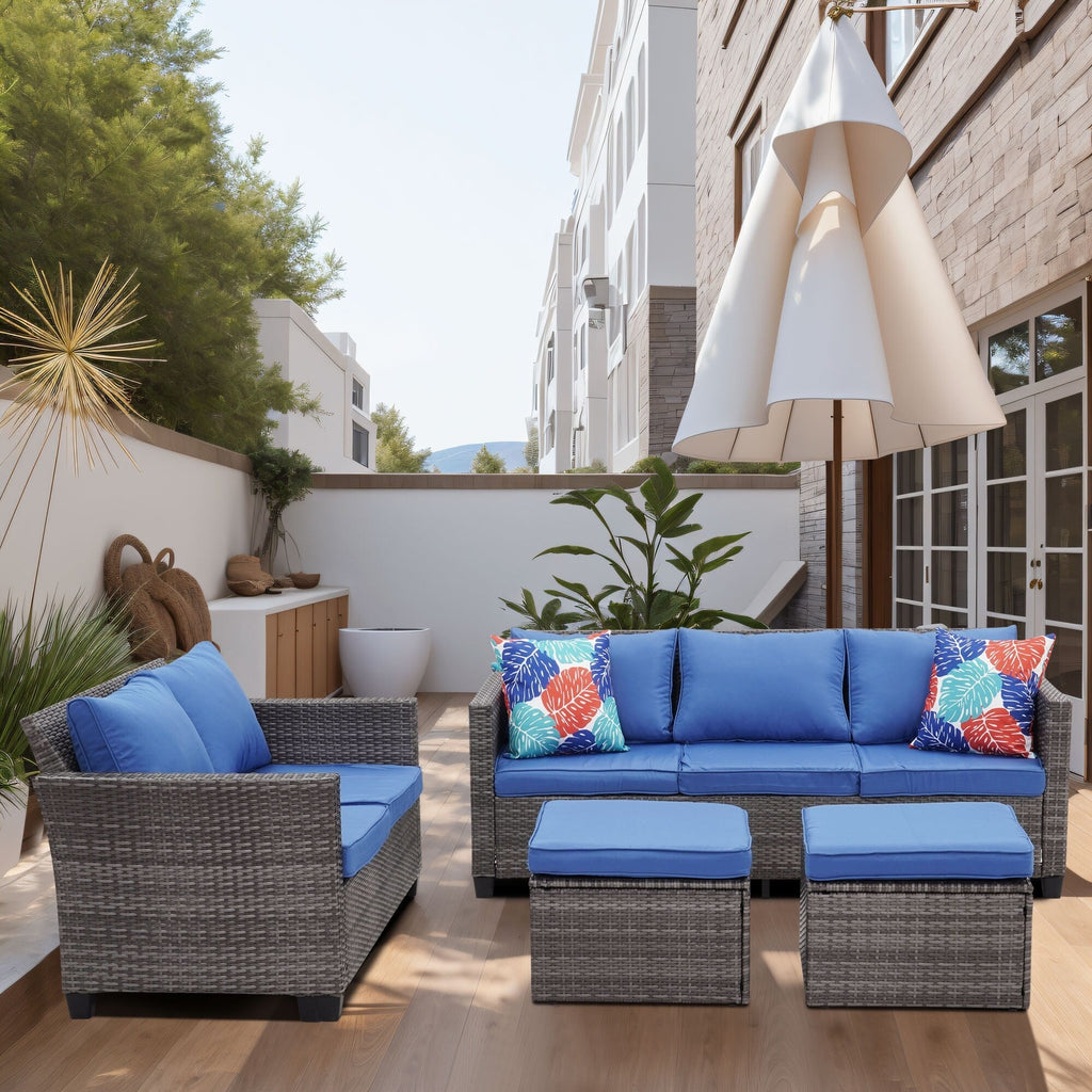 Ensemble de canapés d'extérieur Ainfox pour patio, canapé sectionnel en osier, meubles de patio, canapé en rotin