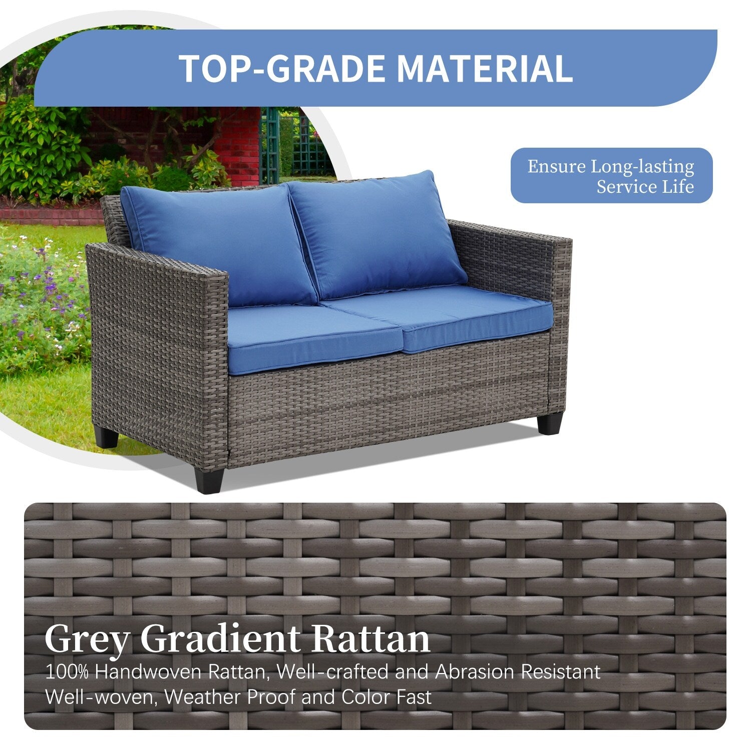 Ensemble de canapés d'extérieur Ainfox pour patio, canapé sectionnel en osier, meubles de patio, canapé en rotin