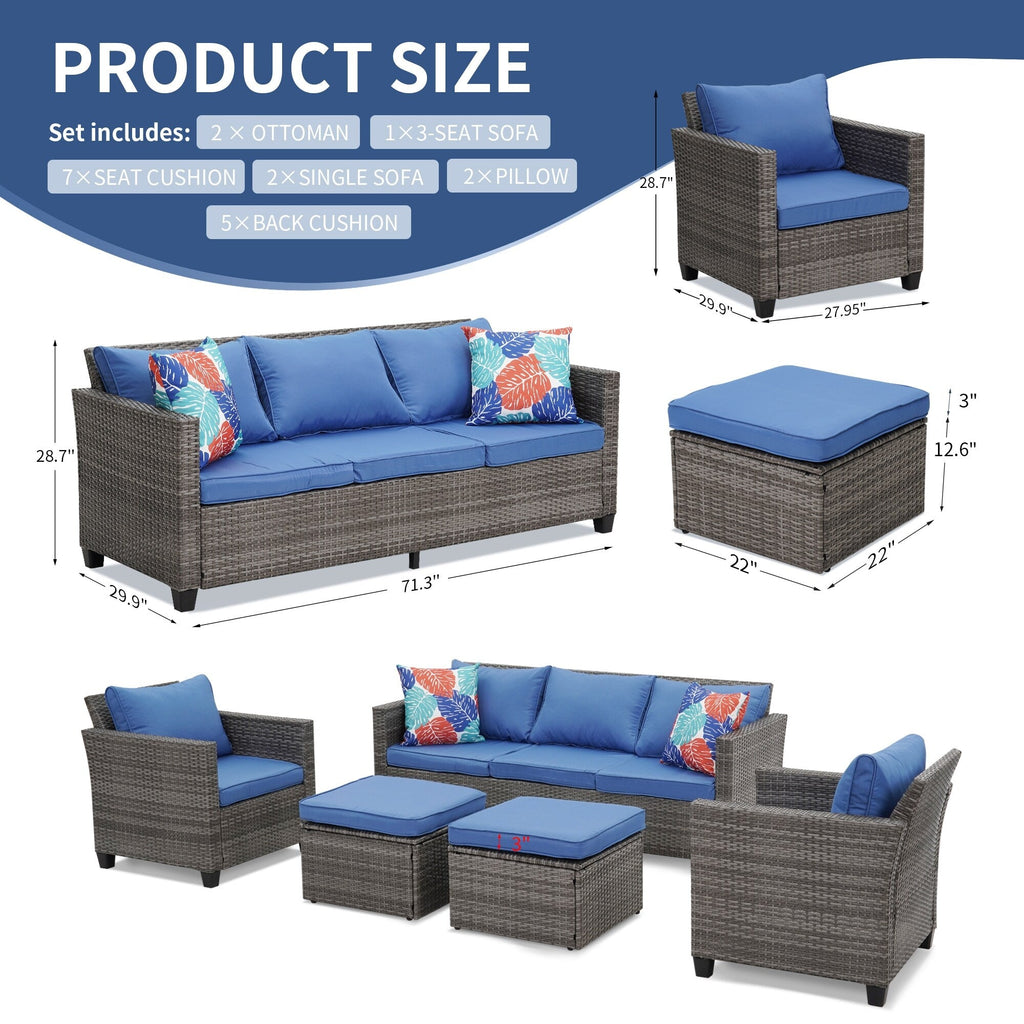 Ensemble de canapés d'extérieur Ainfox pour patio, canapé sectionnel en osier, meubles de patio, canapé en rotin