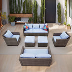 Ensemble de canapés d'extérieur Ainfox pour patio, canapé sectionnel en osier, meubles de patio, canapé en rotin