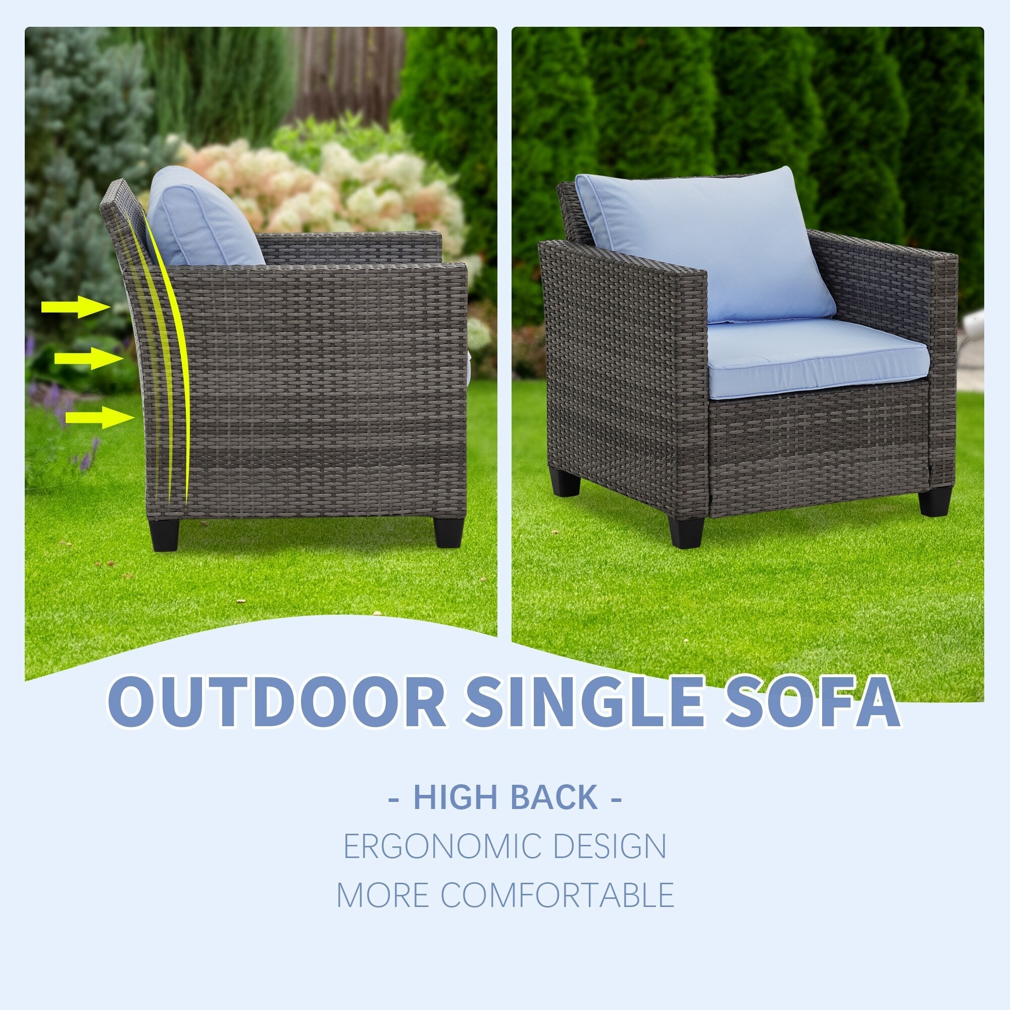 Ensemble de canapés d'extérieur Ainfox pour patio, canapé sectionnel en osier, meubles de patio, canapé en rotin