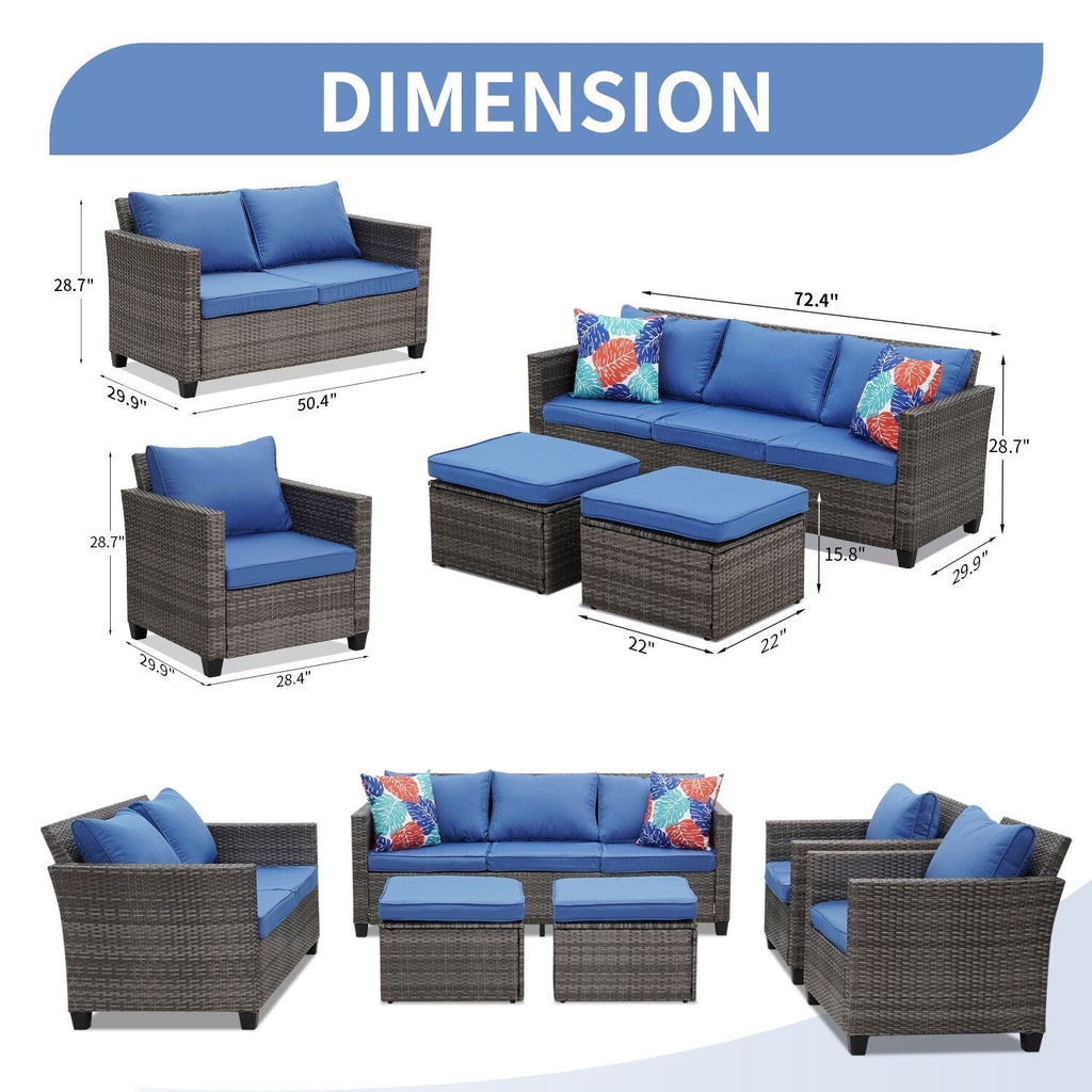 Ensemble de canapés d'extérieur Ainfox pour patio, canapé sectionnel en osier, meubles de patio, canapé en rotin