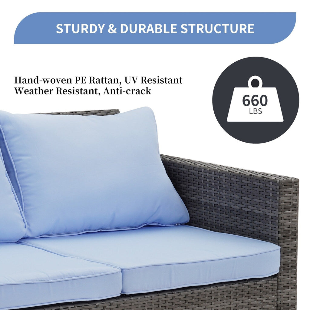 Ensemble de canapés d'extérieur Ainfox pour patio, canapé sectionnel en osier, meubles de patio, canapé en rotin