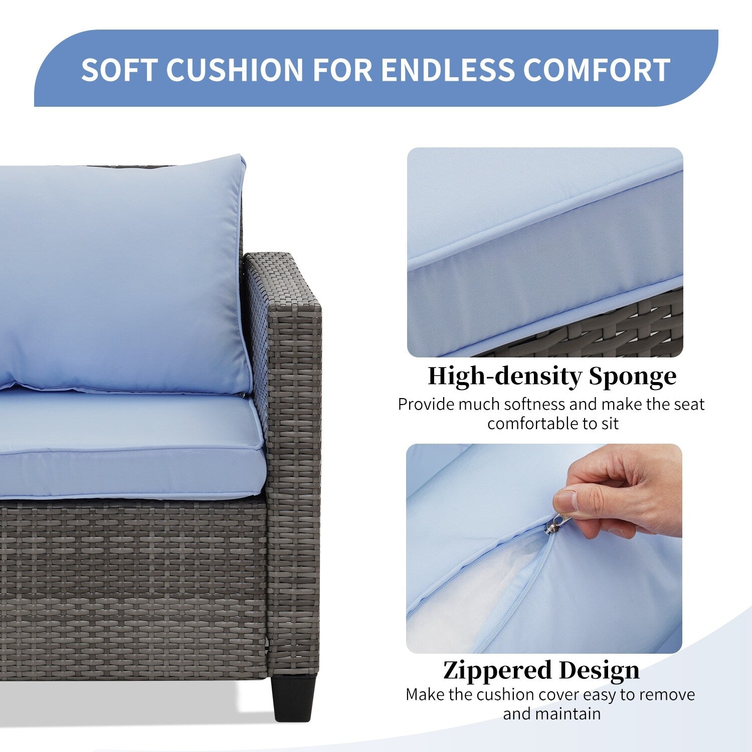 Ensemble de canapés d'extérieur Ainfox pour patio, canapé sectionnel en osier, meubles de patio, canapé en rotin