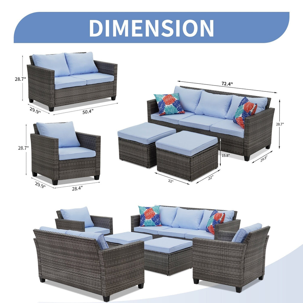 Ensemble de canapés d'extérieur Ainfox pour patio, canapé sectionnel en osier, meubles de patio, canapé en rotin
