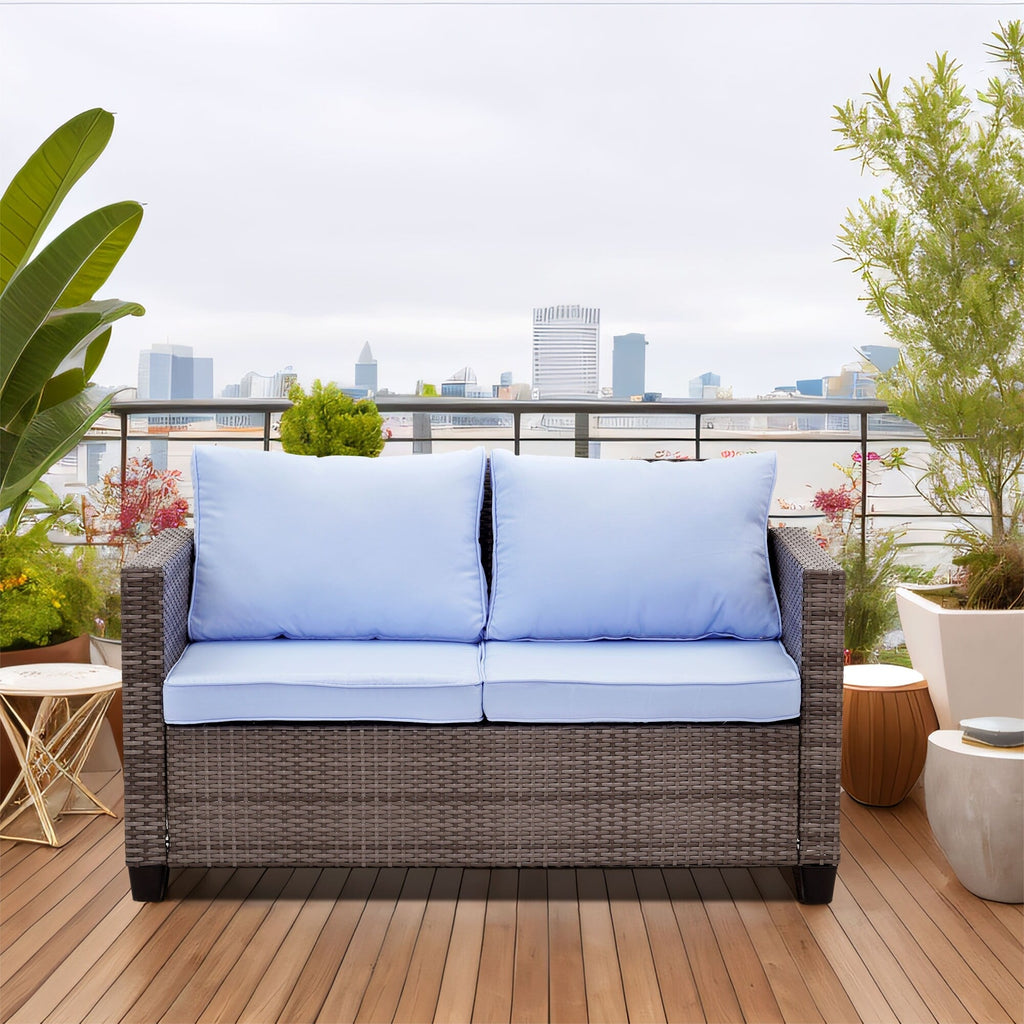 Ensemble de canapés d'extérieur Ainfox pour patio, canapé sectionnel en osier, meubles de patio, canapé en rotin