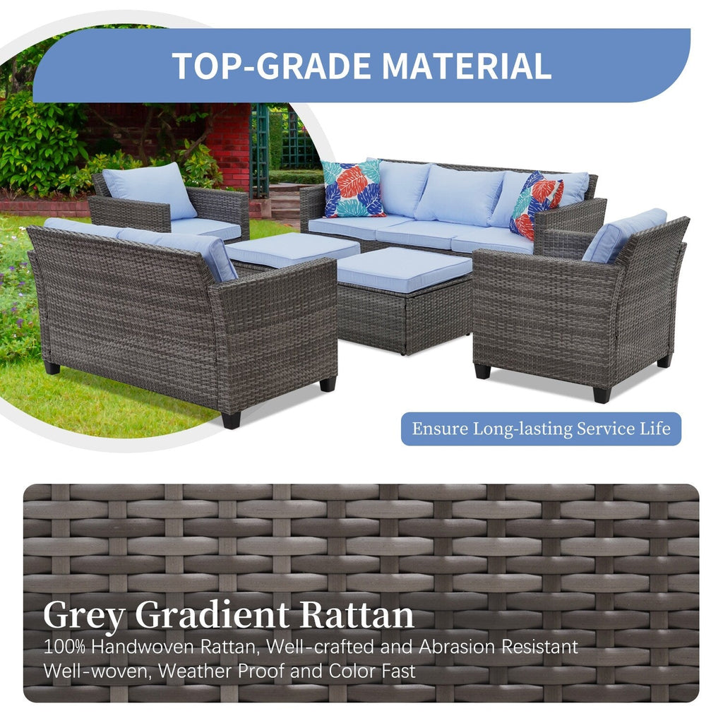 Ensemble de canapés d'extérieur Ainfox pour patio, canapé sectionnel en osier, meubles de patio, canapé en rotin