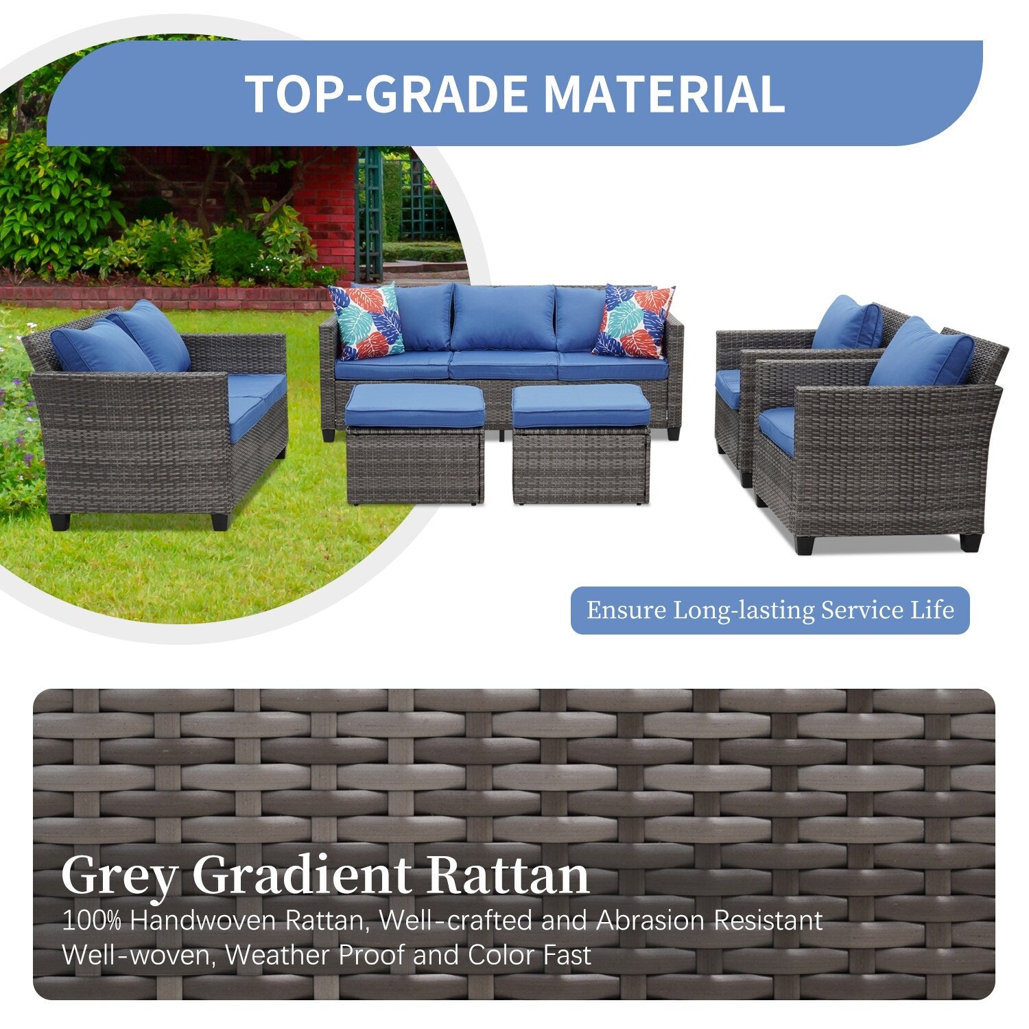 Ensemble de canapés d'extérieur Ainfox pour patio, canapé sectionnel en osier, meubles de patio, canapé en rotin