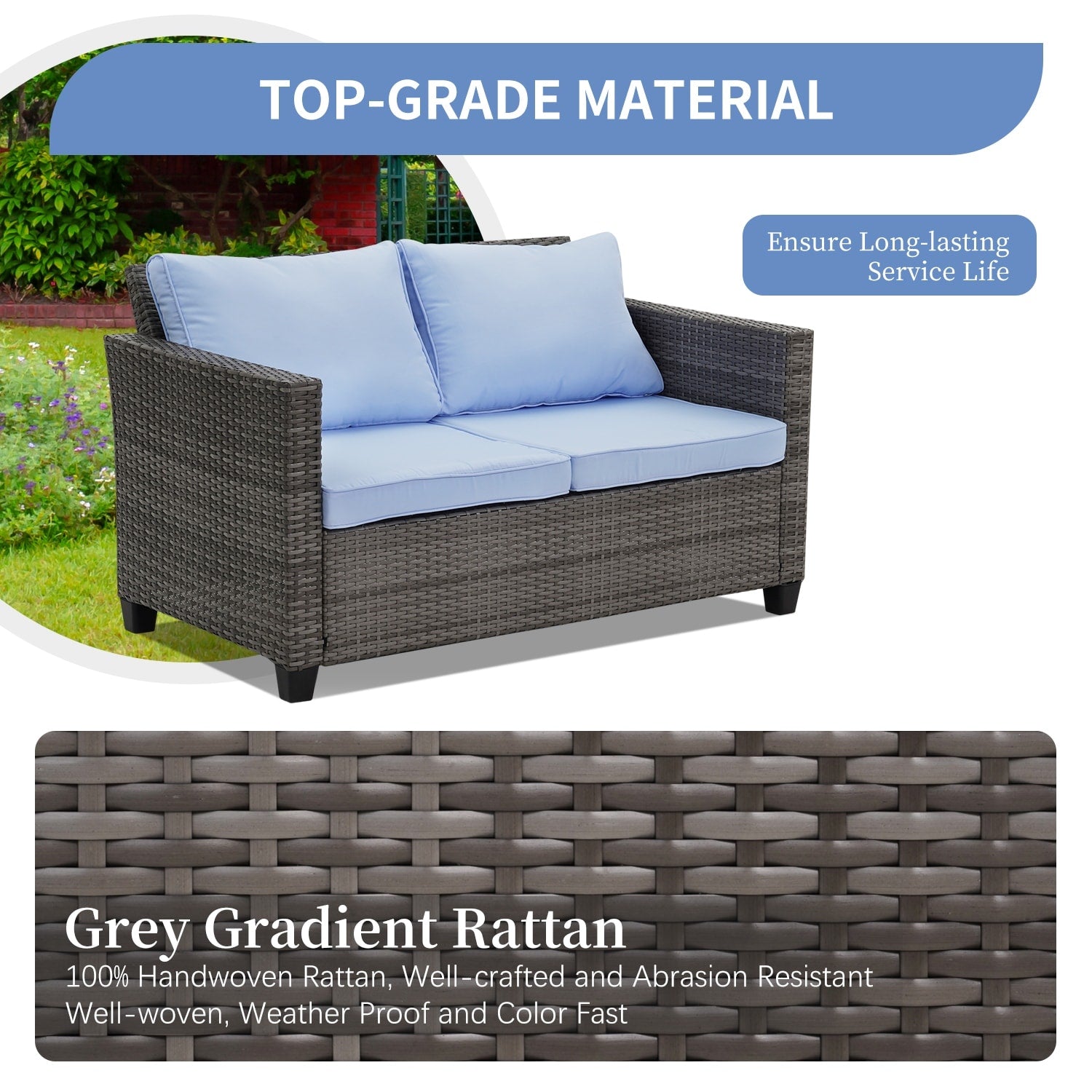 Ensemble de canapés d'extérieur Ainfox pour patio, canapé sectionnel en osier, meubles de patio, canapé en rotin