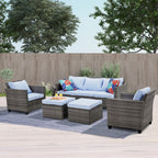 Ensemble de canapés d'extérieur Ainfox pour patio, canapé sectionnel en osier, meubles de patio, canapé en rotin