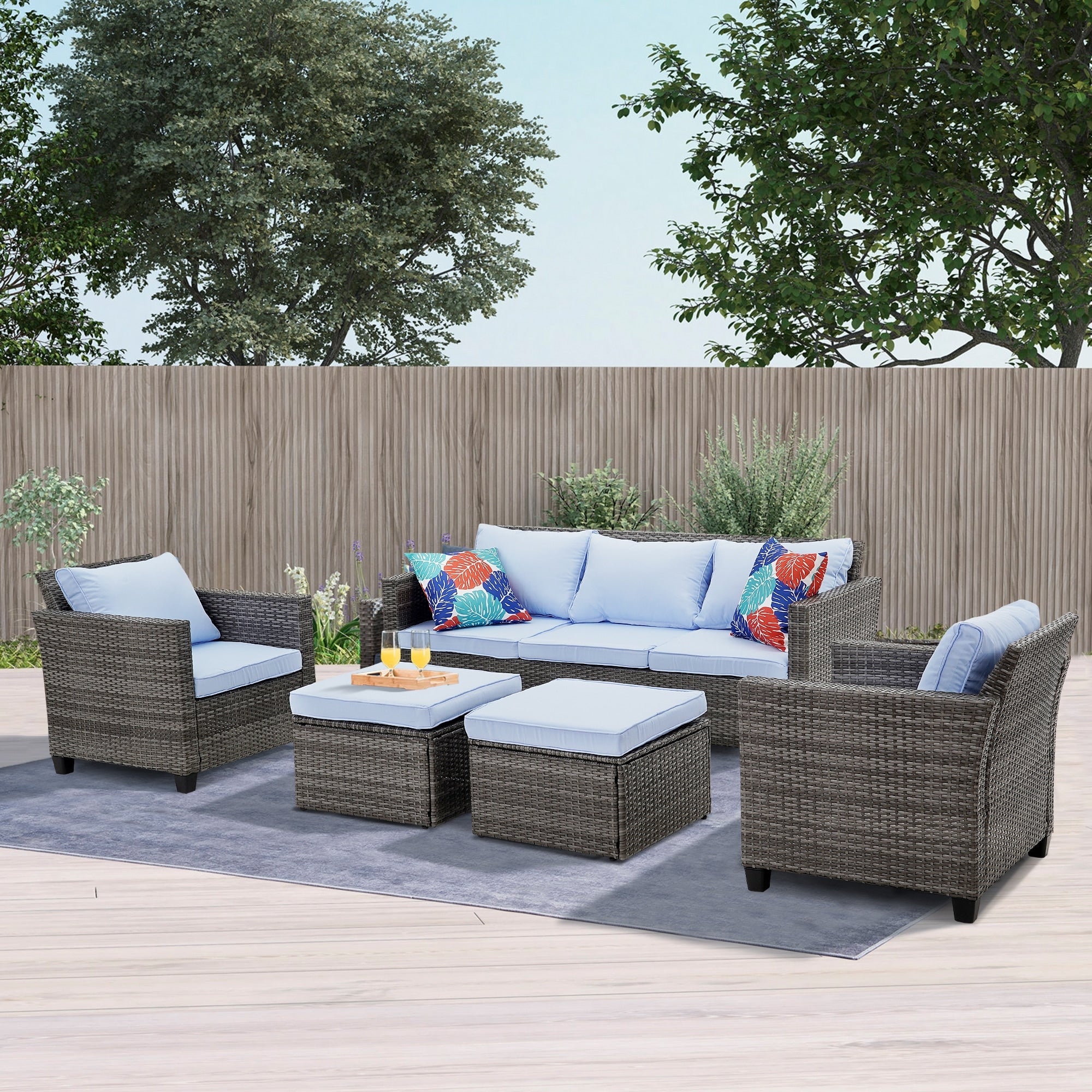 Ensemble de canapés d'extérieur Ainfox pour patio, canapé sectionnel en osier, meubles de patio, canapé en rotin