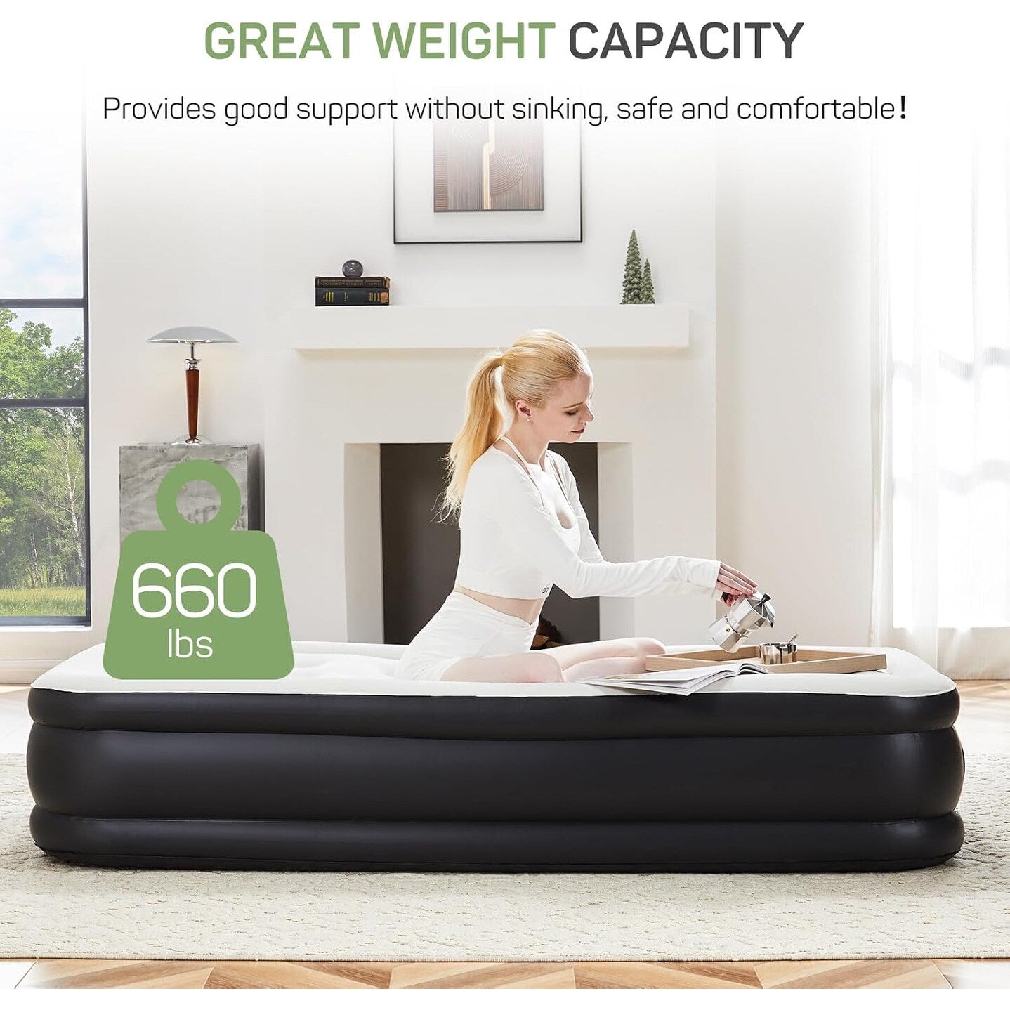 Matelas pneumatique double avec pompe intégrée, lit de camping gonflable surélevé de 40 cm, matelas gonflables portables autogonflables