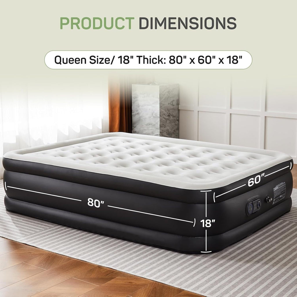 Matelas pneumatique double avec pompe intégrée, lit de camping gonflable surélevé de 45,7 cm, matelas gonflables portables autogonflables