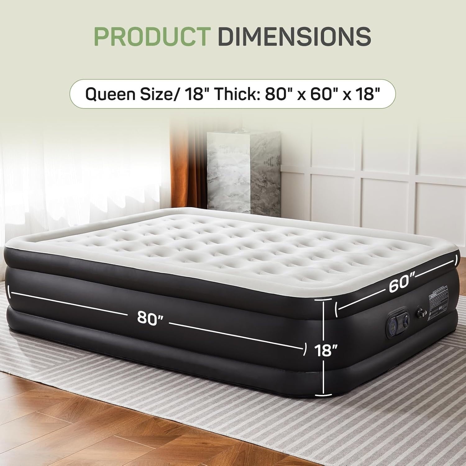 Matelas pneumatique double avec pompe intégrée, lit de camping gonflable surélevé de 45,7 cm, matelas gonflables portables autogonflables