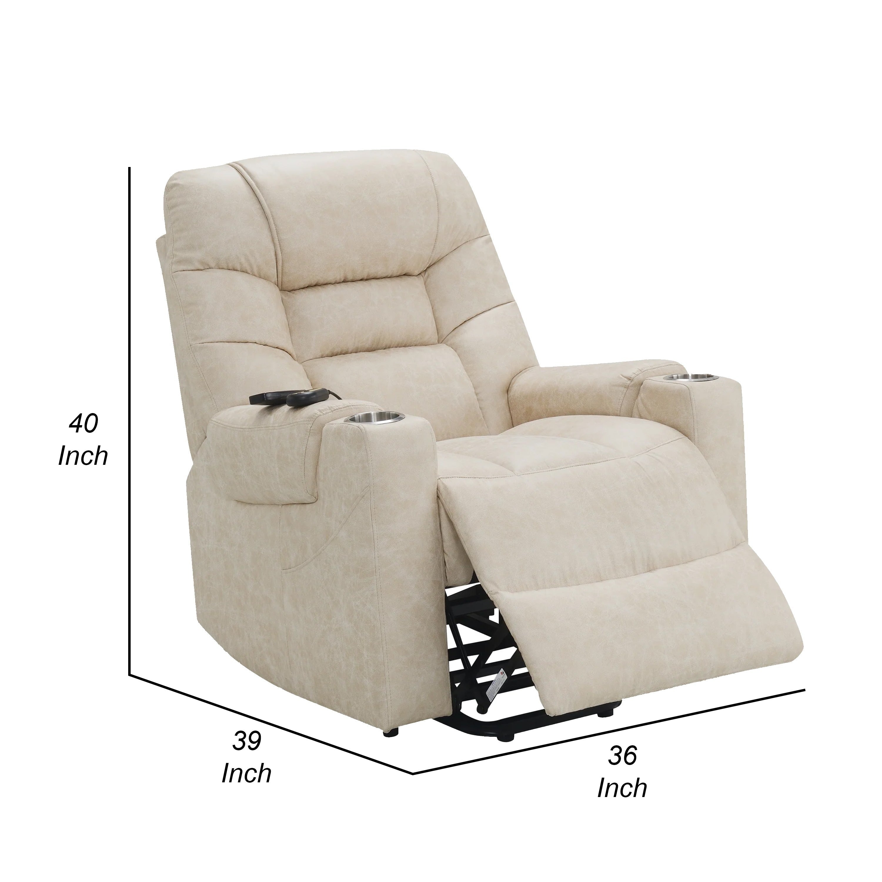 Fauteuil releveur électrique Aira avec massage chauffant, similicuir gris