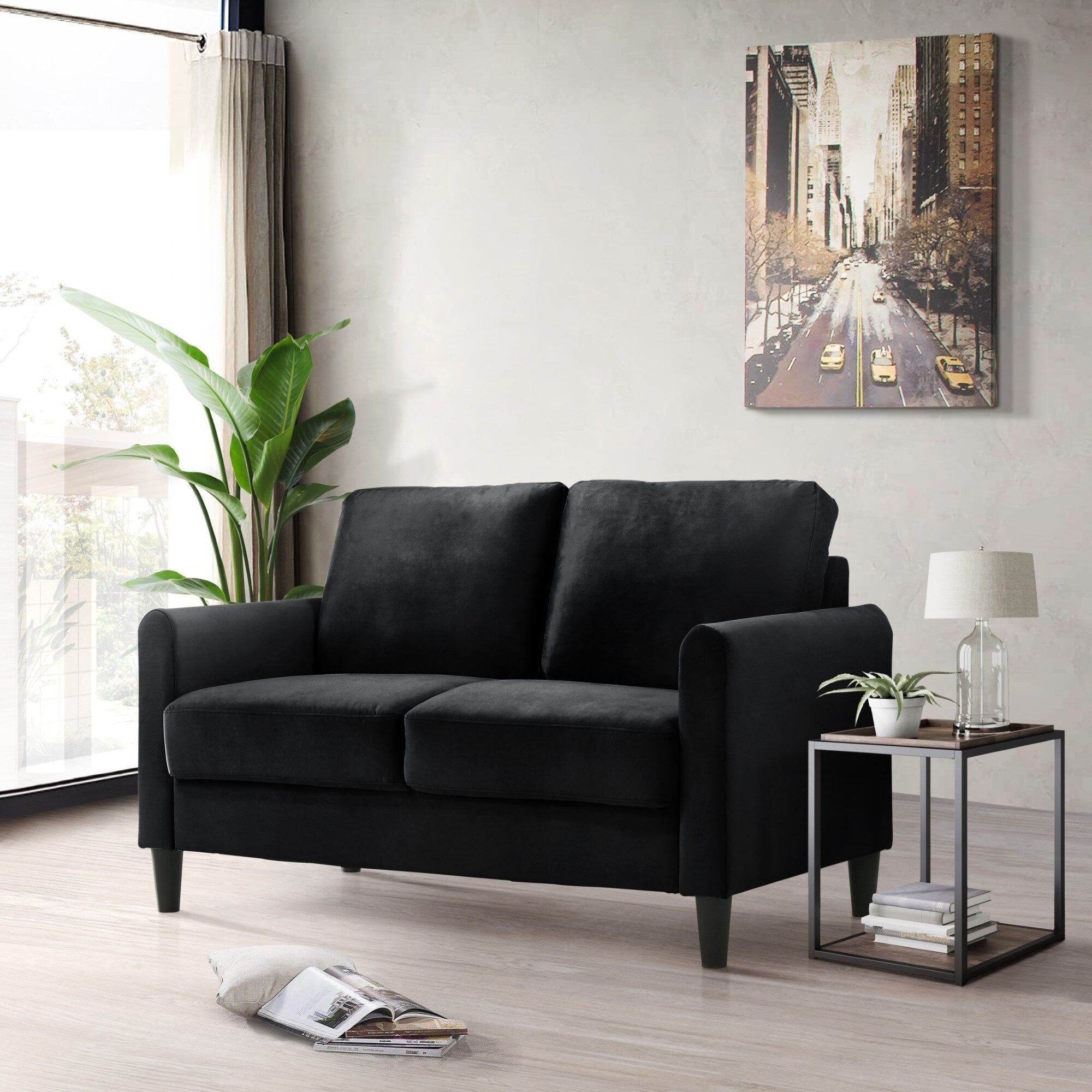 Ensemble de salon avec accoudoirs en velours Clayfell Airell