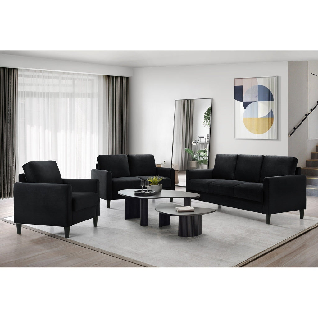 Ensemble de salon avec accoudoirs en velours Clayfell Airell