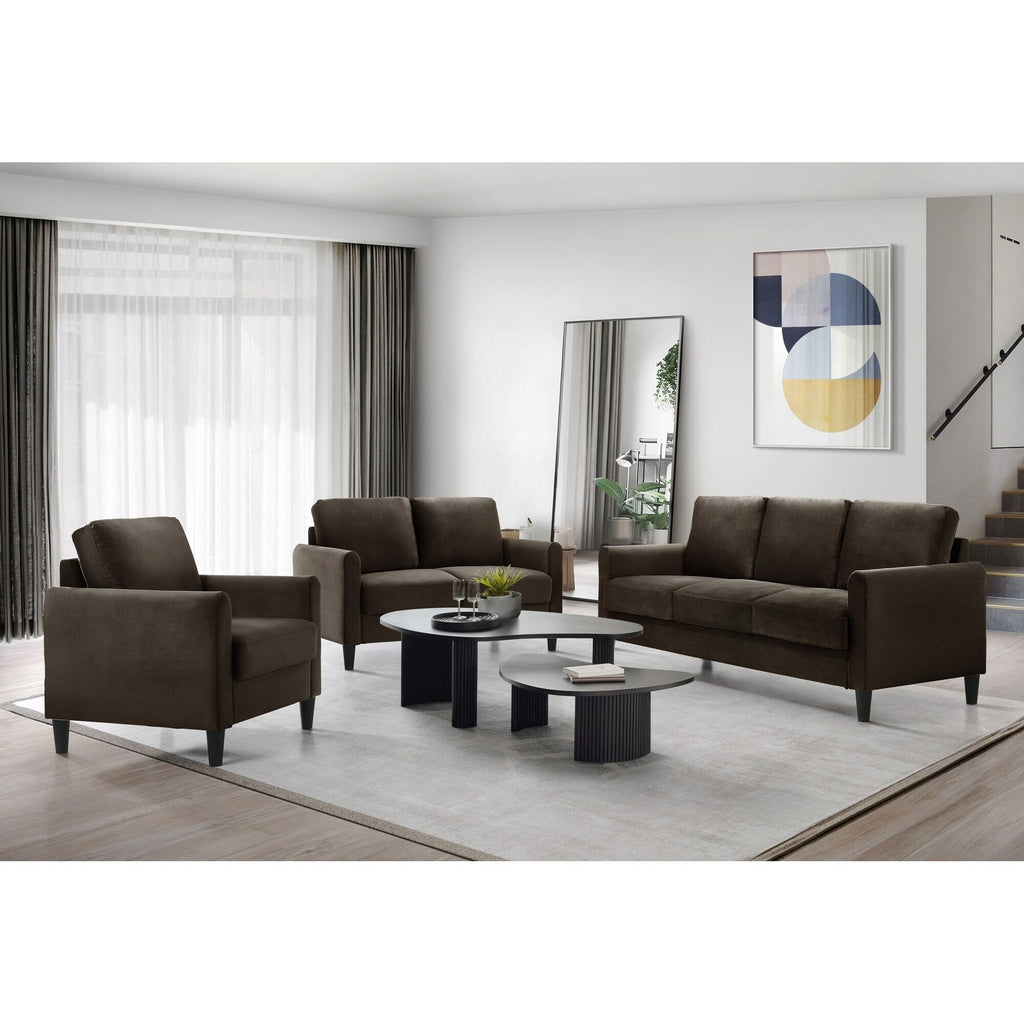 Ensemble de salon avec accoudoirs en velours Clayfell Airell