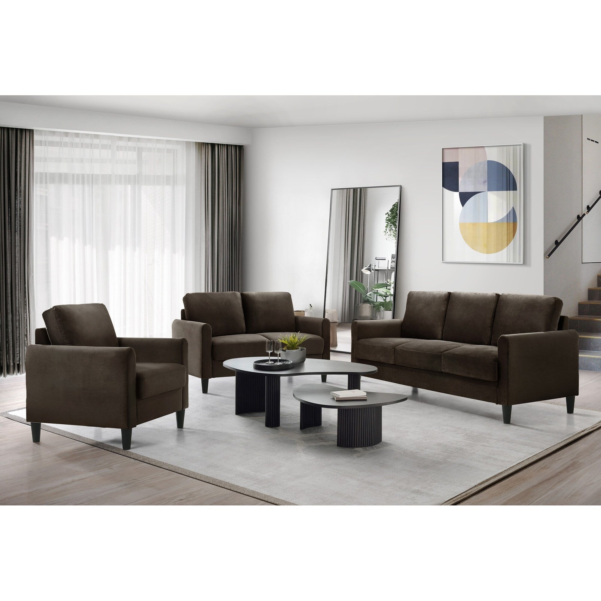 Ensemble de salon avec accoudoirs en velours Clayfell Airell