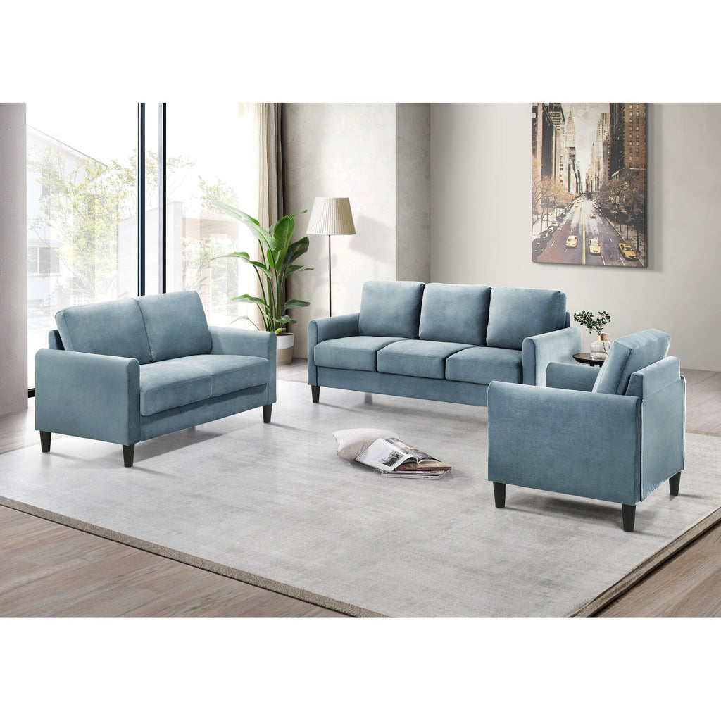 Ensemble de salon avec accoudoirs en velours Clayfell Airell