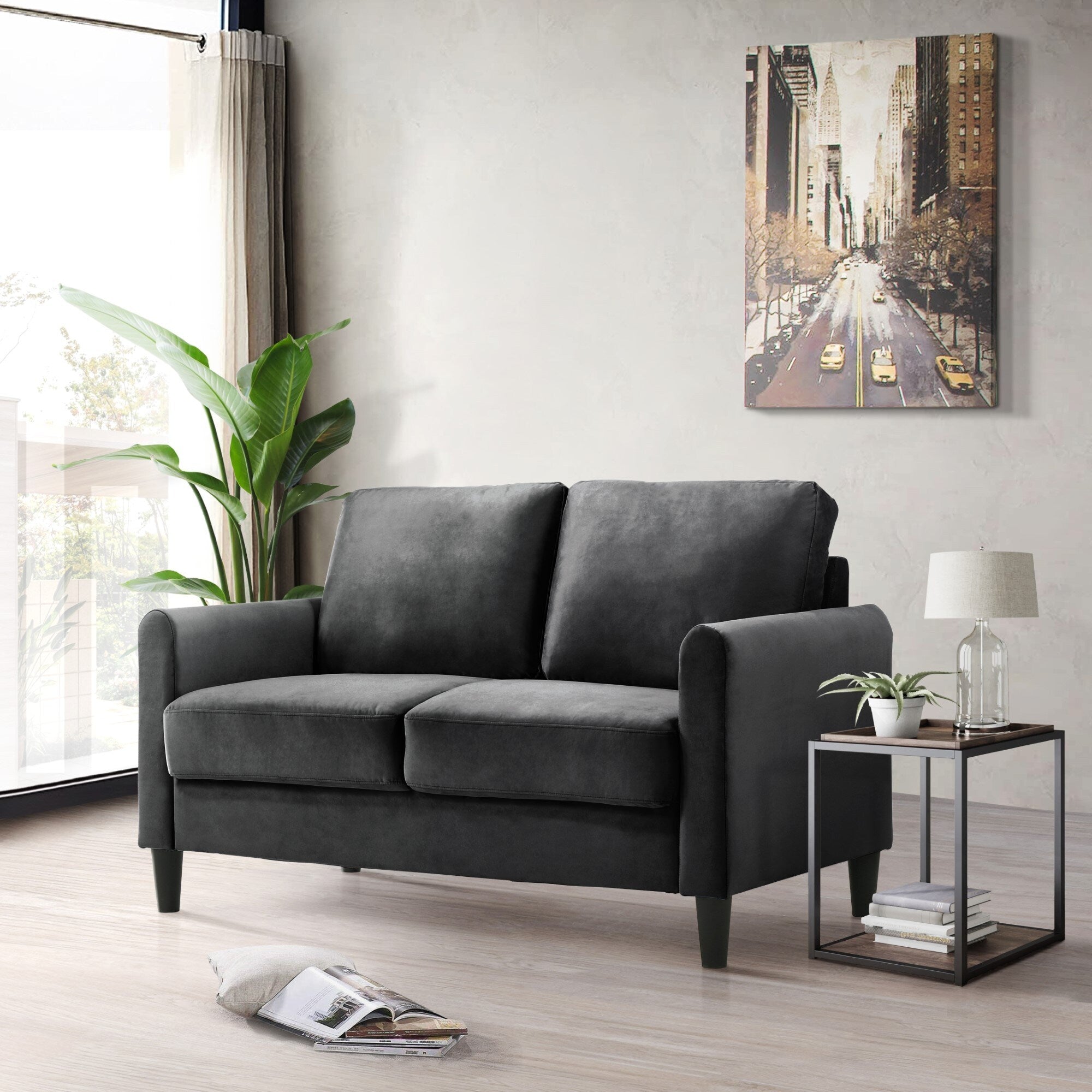 Ensemble de salon avec accoudoirs en velours Clayfell Airell