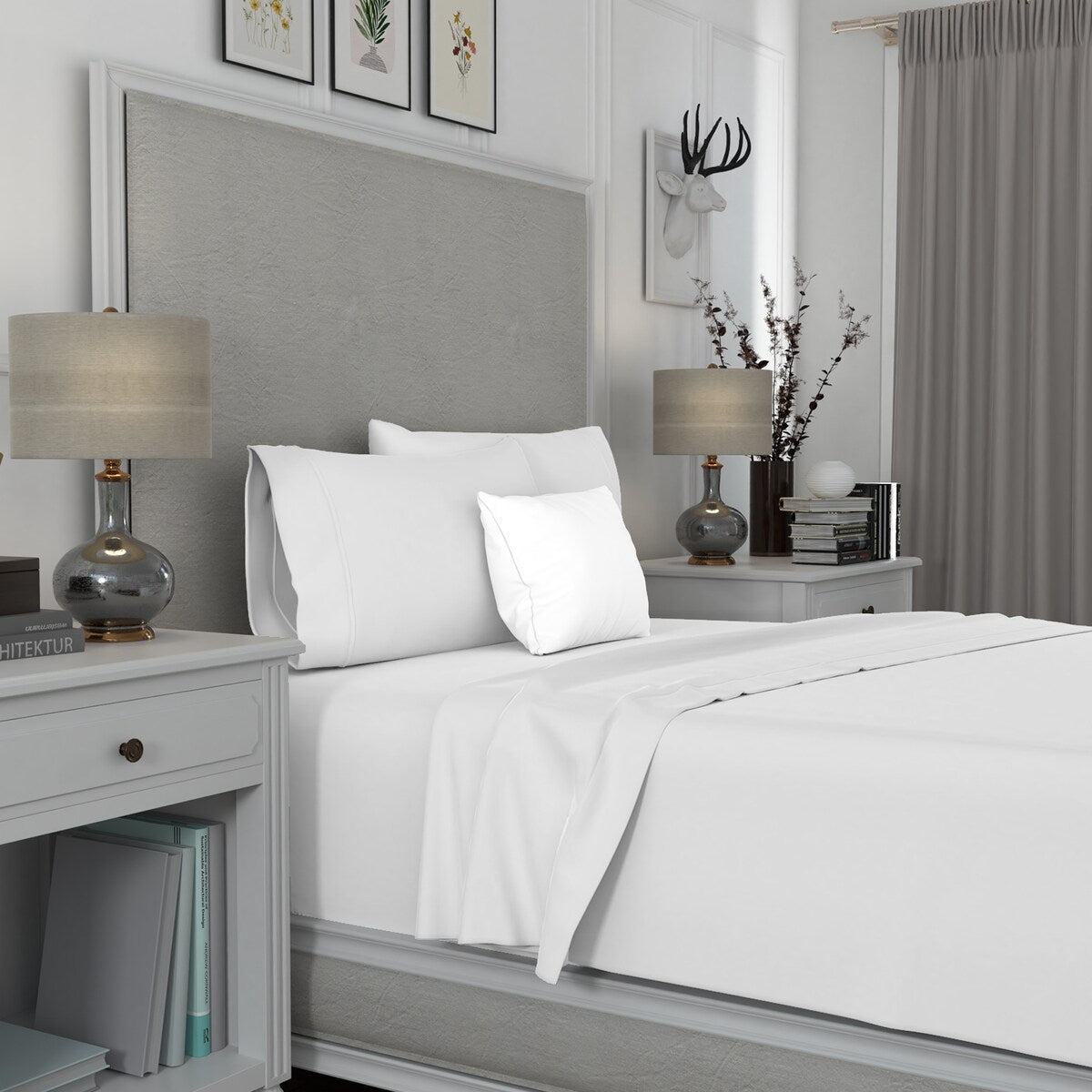 Parure de draps en satin de coton infroissable Aireolux 600 fils