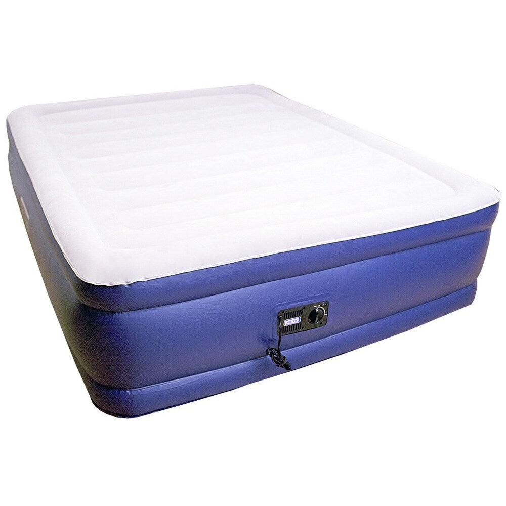 Matelas pneumatique Airtek Queen Size à plateau floqué avec surmatelas en mousse à mémoire de forme de 2,5 cm et housse en drap à jupe