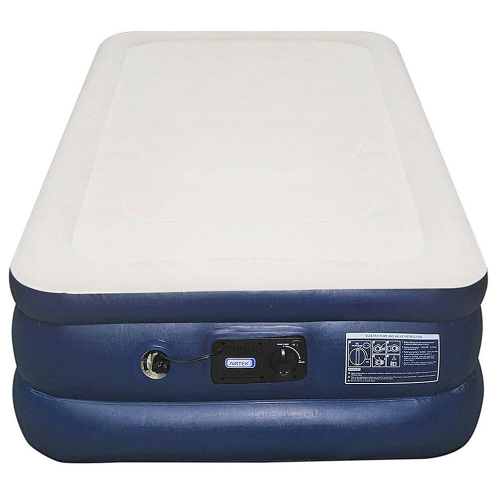 Matelas pneumatique Airtek Twin avec dessus floqué et surmatelas en mousse à mémoire de forme de 2,5 cm et drap