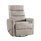 Fauteuil inclinable manuel pivotant Aki, repose-pieds réglable, similicuir gris