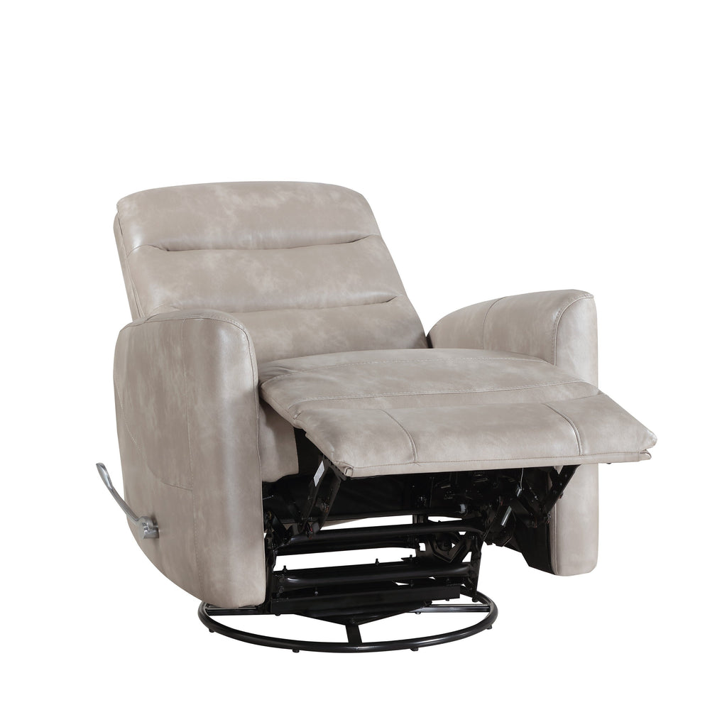 Fauteuil inclinable manuel pivotant Aki, repose-pieds réglable, similicuir gris