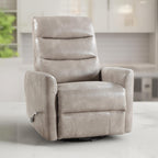Fauteuil inclinable manuel pivotant Aki, repose-pieds réglable, similicuir gris
