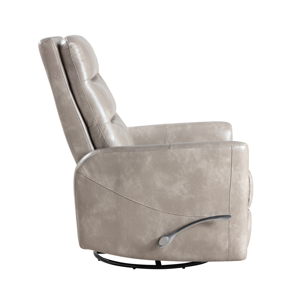Fauteuil inclinable manuel pivotant Aki, repose-pieds réglable, similicuir gris