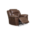 Fauteuil inclinable à bascule manuel Aky, similicuir lisse marron chocolat
