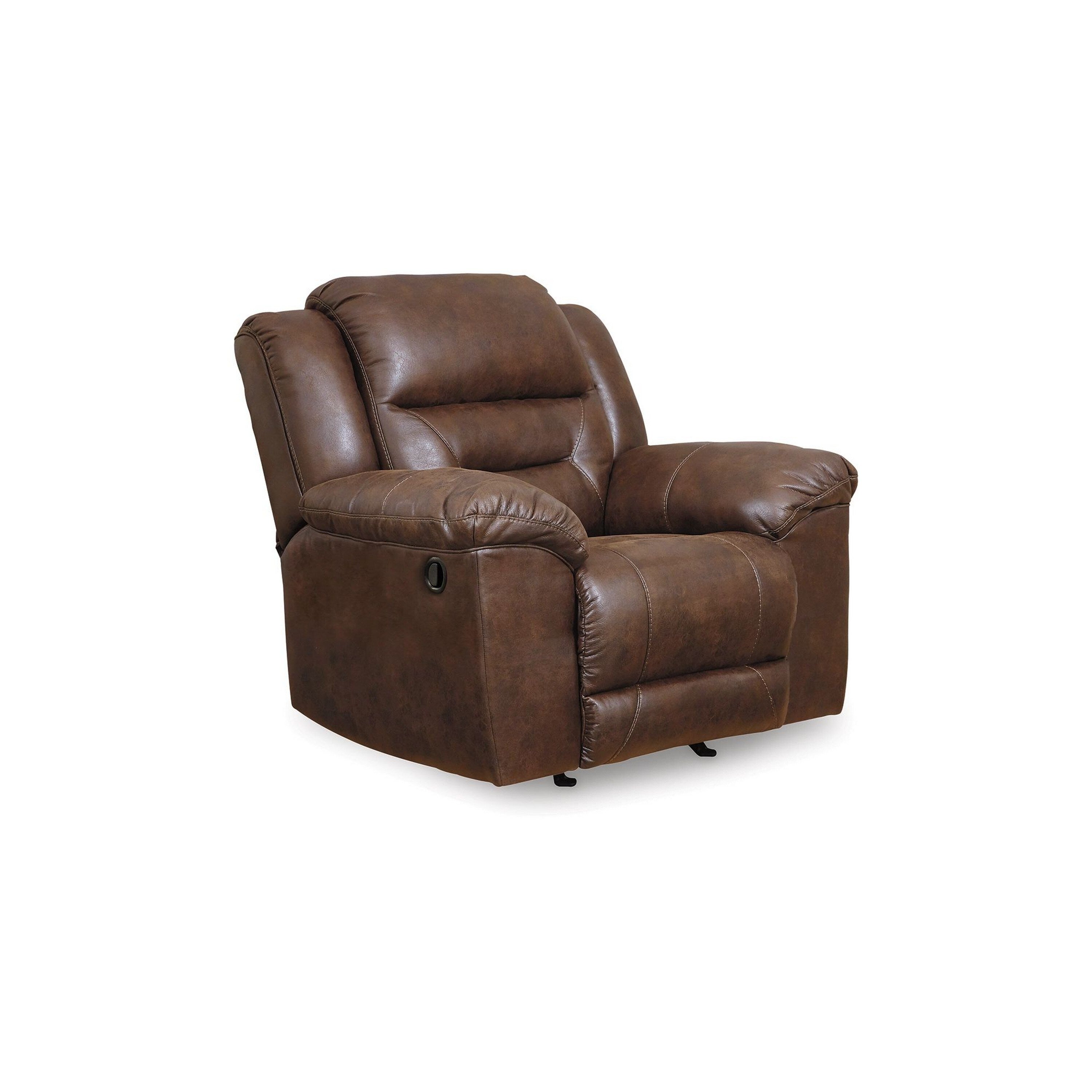 Fauteuil inclinable à bascule manuel Aky, similicuir lisse marron chocolat