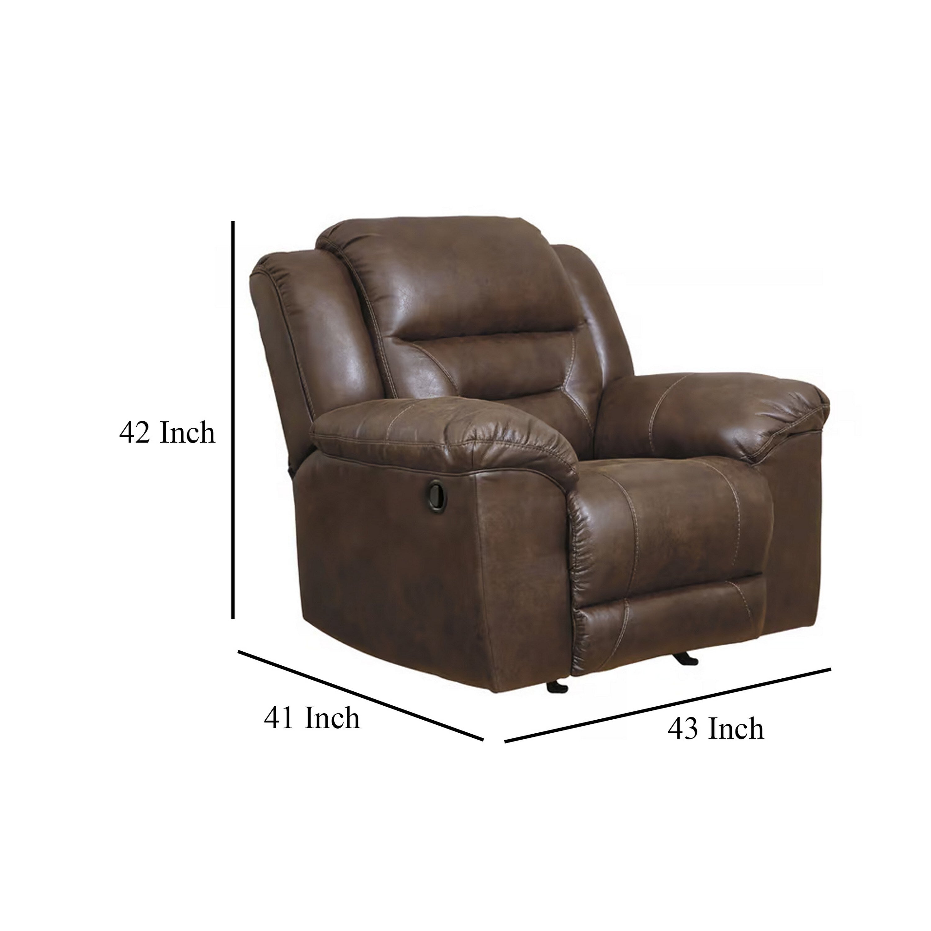 Fauteuil inclinable à bascule manuel Aky, similicuir lisse marron chocolat