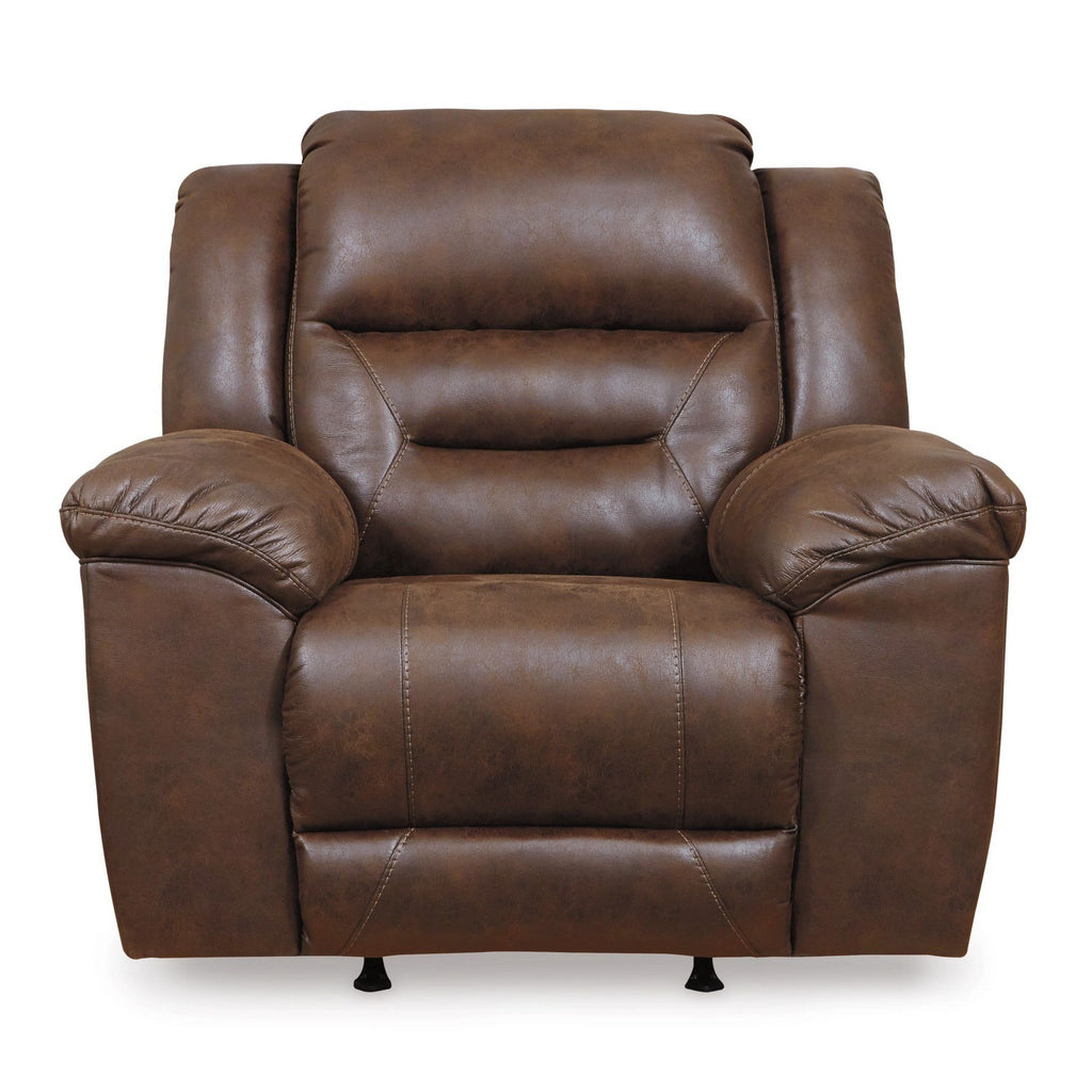 Fauteuil inclinable à bascule manuel Aky, similicuir lisse marron chocolat
