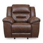 Fauteuil inclinable à bascule manuel Aky, similicuir lisse marron chocolat