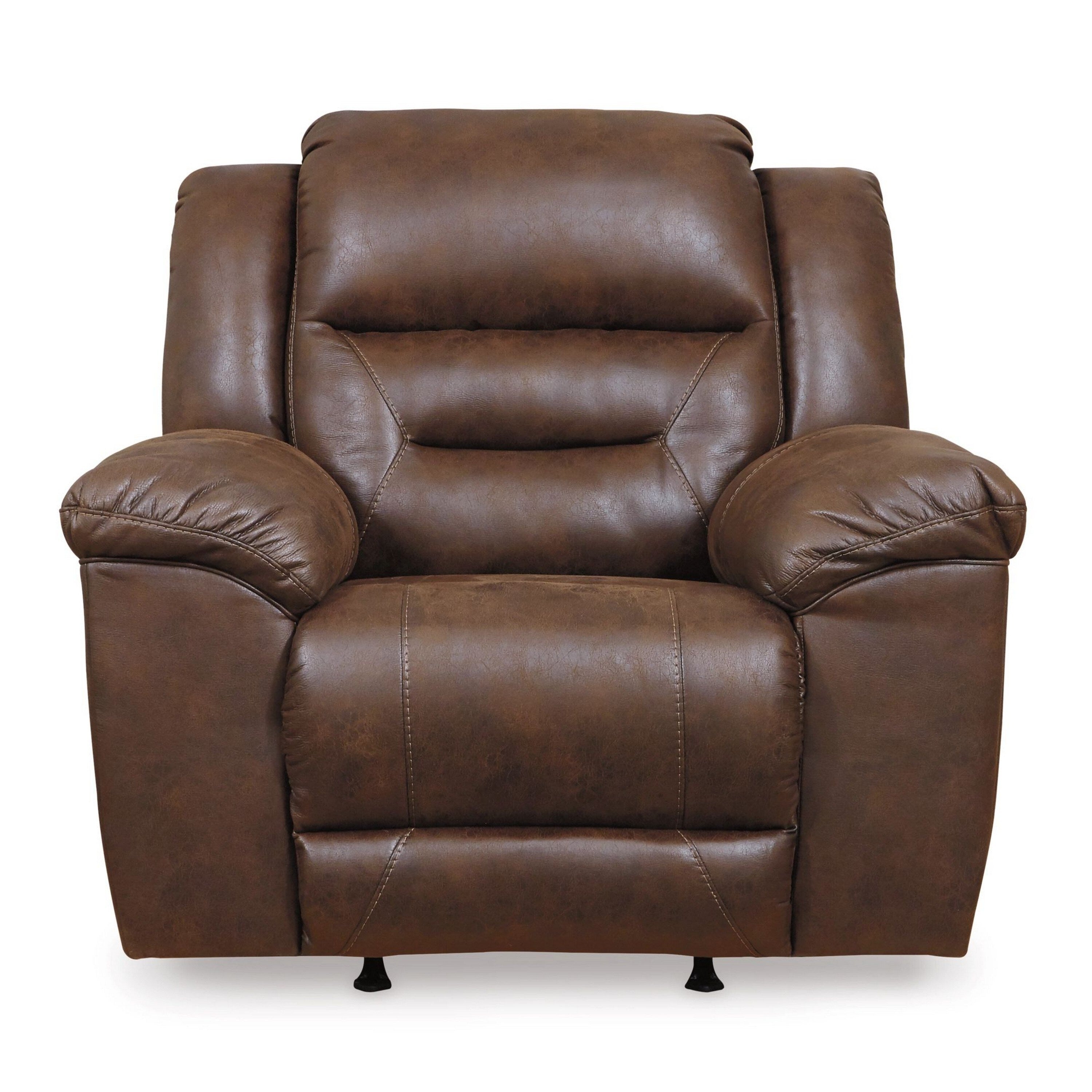 Fauteuil inclinable à bascule manuel Aky, similicuir lisse marron chocolat