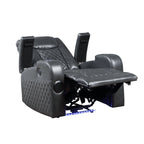 Fauteuil inclinable électrique Alair en cuir gris foncé avec Bluetooth, chargeur sans fil et porte-gobelet