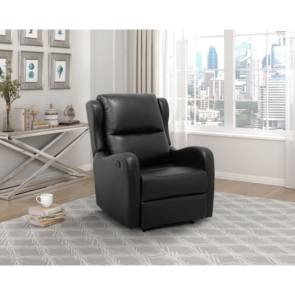 Fauteuil inclinable en similicuir noir Alayna