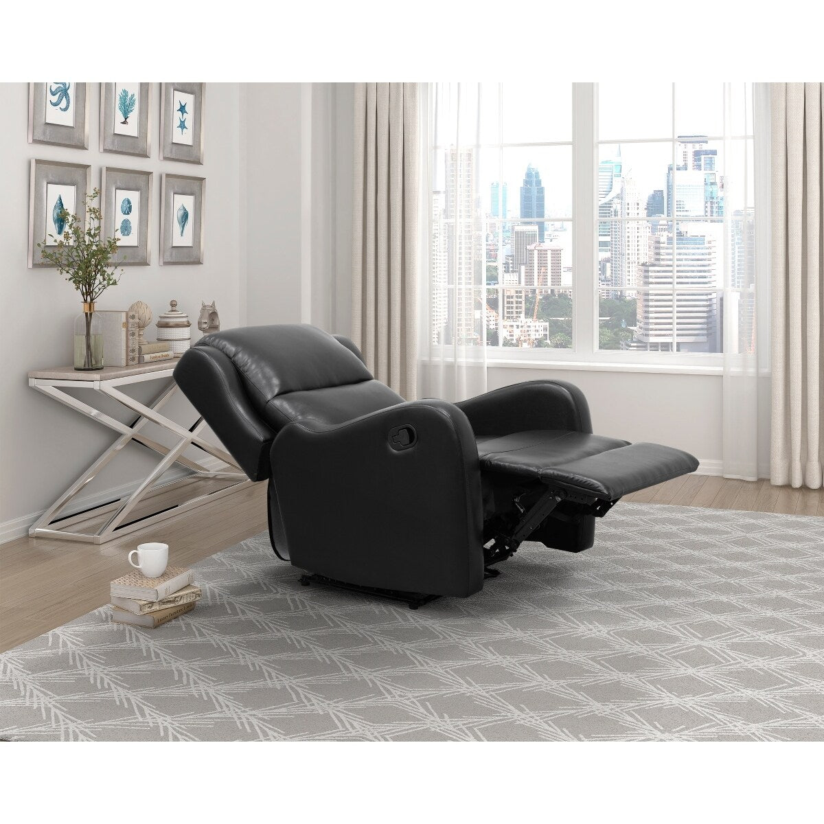 Fauteuil inclinable en similicuir noir Alayna