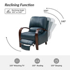 Fauteuil inclinable manuel Alex Mid-Century Modern en cuir véritable avec accoudoirs incurvés en bois, lot de 2