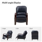 Fauteuil inclinable manuel Alex Mid-Century Modern en cuir véritable avec accoudoirs incurvés en bois, lot de 2