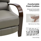 Fauteuil inclinable manuel Alex Mid-Century Modern en cuir véritable avec accoudoirs incurvés en bois, lot de 2