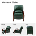 Fauteuil inclinable manuel Alex Mid-Century Modern en cuir véritable avec accoudoirs incurvés en bois, lot de 2