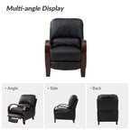 Fauteuil inclinable manuel Alex Mid-Century Modern en cuir véritable avec accoudoirs incurvés en bois, lot de 2