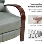 Fauteuil inclinable manuel Alex Mid-Century Modern en cuir véritable avec accoudoirs incurvés en bois, lot de 2